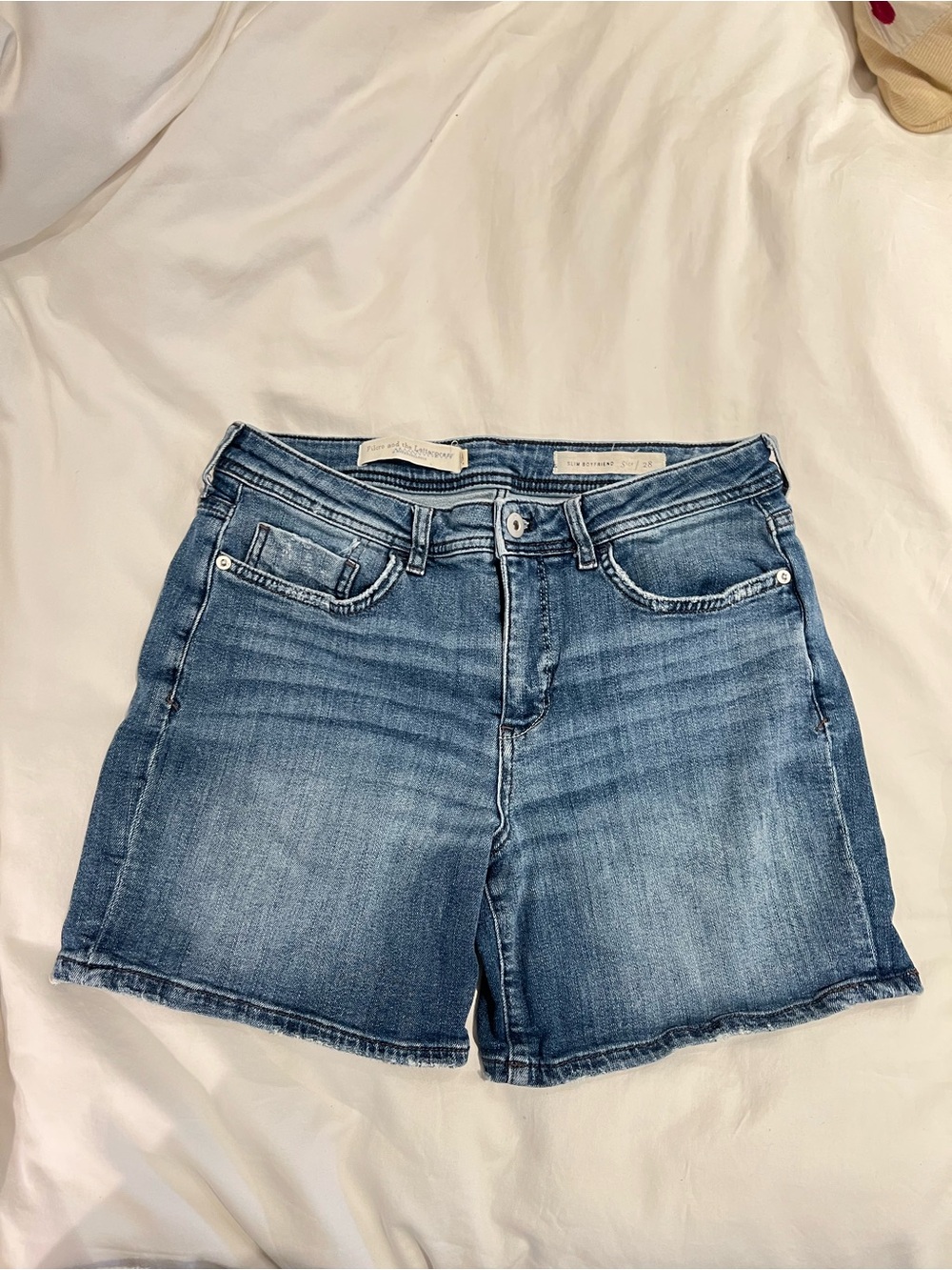 Pilcro Anthro Washed Blue Mid-Rise Denim Shorts